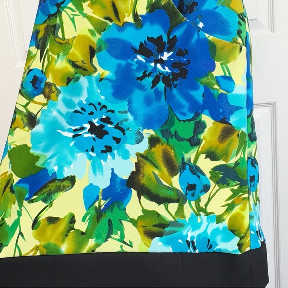 Perceptions Blue Floral Multi Sleeveless A-Line Dress w/ Pockets 14 - Picture 10 of 16